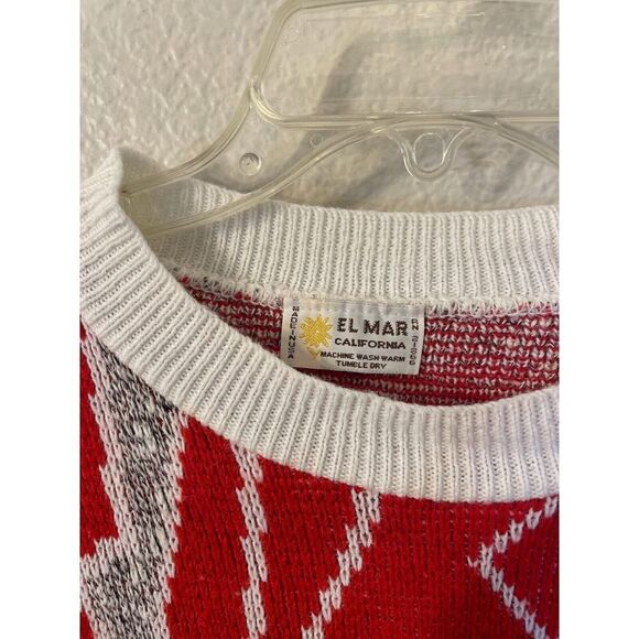 VTG El Mar California Long Sleeve Knit Red Abstract Sweater Women's Large - Picture 3 of 6